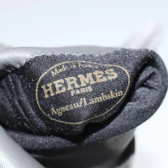 HERMES Gloves Leather Gray Auth bs19011 - Picture 10 of 16
